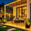 Desidiya 200 LED Waterfall Curtain String Lights 3x2m Warm White | 8 Lighting Modes, Adjustable Brightness, Memory Function, 10 Hanging Strands, Indoor & Outdoor Use