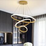 Desidiya® Modern Double 3-Ring LED Pendant Light Lamp – Warm White Hanging Ceiling Pendant Light, Elegant Finish for Home & Living Spaces & Living Room Ceiling Light