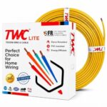 TWC Lite Yellow 1 SQMM 180 METER | Copper Wire | HRFR (Heat Resistant Flame Retardant) Lead-Free Cable | Low Smoke Halogen-Free Wire for Home & Industrial Electrical Wiring