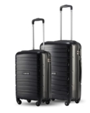 SNITCH Loop 2Pc Set Black Polypropylene Hard Travel Suitcase – Trolley Bag Set of 2 & Luggage with 4 Wheels, Secure Lock & Free Shoe Bag
