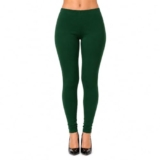 Women’s Cotton Full Length Leggings with Elastic Waistband Bottle Green