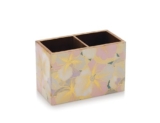 Attro Petal Gold Designer Wooden 2 Compartments Cutlery Holder, Organizer Stand, Multipurpose Stand, Spoon Holder Handcrafted Wooden Décor