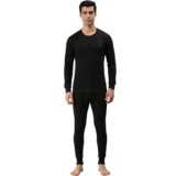 Amul Comfy Men’s Parka V Neck and Trouser Thermal Set Black