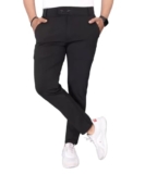 AKAJARU Men’s Black Slim Fit Formal Trouser, Casual Straight Leg Pants with Side Pockets (in, Alpha, XL, Black)