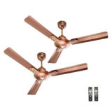 ACTIVA Energia 1200mm BLDC Ceiling Fan | 28W 380 RPM | BEE 5 Star | 3 Blade | Energy Saving | Remote | Reversible Mode & Timer | Pack of 2 | 5 Year Warranty | Rose Wood