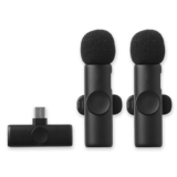 JUAREZ K11 Wireless Microphone 1-Drag-2 Mini Lavalier Mic – HD Voice, Noise Reduction, Dual Clip-On Mics for Mobile Phones, Vlogging, Interviews, YouTube & Audio/Video Recording
