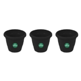 TrustBasket UV Treated Plastic Round Pot (6 Inches) -Black Color – Set of 3 | Heavy Duty Highly Durable Plant containerGamla for Indoor Home Decor & Outdoor Balcony Garden