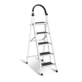 Sulfar Foldable 5-Step Ladder With Wide Anti-Slip Pedal – Sturdy Steel Folding Step Stool for Home, Kitchen, Garden, Office – Adults