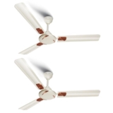 LONGWAY Creta P2 1200 mm/48 inch Ultra High Speed 3 Blade Anti-Dust Decorative Star Rated Ceiling Fan 2 Years Warranty (Ivory, Pack of 2)