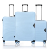 HRX Parabola 3-Piece Luggage Set Light Blue Polypropylene Hard Shell Suitcase Set – Premium Travel Trolley Bags with 8 Spinner Wheels, Number Lock & Water Resistant Body