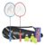 Hipkoo Sports Intact Aluminum Badminton Rackets Set of 2 | Wide Body Shuttle Bat with Cover and 3 Shuttles | Ideal for Beginner| Lightweight and Sturdy| Blue and Red