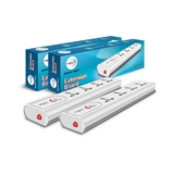 Wipro 4 Way Universal Socket Extension Board with Single Switch | 2 Meter Long Cord | Child Safety | Auto Cutoff | Fire Resistant | Multiplug Socket for Home, Office | Pack of 2 (White)