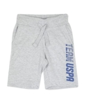 U.S. POLO ASSN. Regular Fit Boys Shorts – Mid Rise Waist, Brand Printed Kids Shorts – 12T, Grey