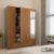 Spacewood Linden Wardrobe | 3 Year Warranty | Almirah, Cupboard, Almari, 4 Door Wardrobe with Mirror, 3 Drawer (1 Lock Drawer) and 2 Hanging Space & 1 Internal Locker |Engineered Wood| Natural Teak
