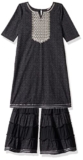 Amazon Brand – Jam & Honey Girls Sharara Kurta Set(AW22KSHR01_Black_9-10 Years)