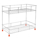 GLUN® Heavy-Duty 2-Tier Automotive Storage Rack, Metal Garage Organiser Shelf for Car Tools, Spare Parts, Cleaning Supplies & Workshop Utility Stand, Rust-Resistant Multi-Purpose Storage Accessories