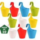 Ocean Mart Plastic Hanging Planters – 10 Pcs (8 Inch, Multicolor) | Flower Hanging Pots for Home & Balcony Garden | Hanging Planters for Home Plants | Hooked Hanging Pots