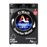 Haier Smart Choice 10Kg,5 Star,AI Smart LIFE+,Vibrant Touch Panel, 525 mm Super Drum, Refresh,WiFi enabled,Fully Automatic Front Load Washer(EFL100-IM14F5ES8U1 | Dark Jade Silver)