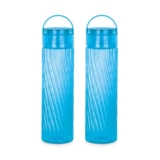 Attro O2 Spring 1000ml Water Bottle with Easy to Carry Handle Leak-proof BPA Free Plastic Material- Set of 2 Blue