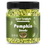 NUTRIBASKET Premium Pumpkin Seeds | Raw Pepitas for Snacking, Baking & Cooking | Protein & Fiber Rich Healthy Seeds | Natural Superfood Snack | Reusable Jar Pack | Vegan & Gluten Free (400gm)