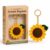 Handmade Crochet Sunflower Keychain for Women & Girls, Cute Yellow Flower Key Ring Charm, Soft Yarn Knitted Gift, Bag Charm, Car Key Holder, Aesthetic Handmade Floral Accessory (Yellow, Brown, And Green)