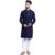 SOJANYA (Since 1958 Men’s Pure Cotton Navy Blue Emb 4Booti Sequence Kurta & White Pyjama Set