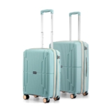 Provogue Lumina Hard-Sided PP Trolley Bag Set of 2 | Expandable Space with 8 Wheels Trolley Bags for Travel | Lightweight with Combination Lock | 5 Year Warranty (Turquoise Blue)