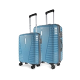 Aristocrat Airpro Set of 2 Cabin (Small Size) & Medium Size (Check-in) Hard Case Trolley Bags, 8 Wheels, Polypropylene Case Luggage, Combination Lock, Unisex, 3-Yr Global Warranty, Coral Teal Blue