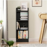 Amazon Brand – Solimo 3 Layer Engineered Wood Bookshelf | Low-Height Storage Organiser Rack for Home | Black | L 33.4 x W 24.5 x H 89.5 cm