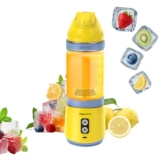Amazon Basics Portable Blender for Juices, Smoothies and Shakes | 700 ml Convertible Jar | Dual Mode | LED Lights | Waterproof | 3×1600 mAh Batteries | 1 year Warranty