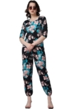 POPWINGS Casual Printed Top and Joggers Set for Women || Stylish Summer Co-Ords Set for Women || Round-Neck Top and Joggers Combo Set for Women