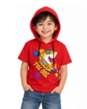 WINGS 2 FLY Boys Half Sleeve Hooded T-Shirt | Stylish Hoodie Tee for Kids