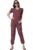POPWINGS Casual Maroon Printed Regular Relaxed Loose Fit Women Top and Jogger Combo Set