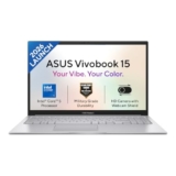 ASUS Vivobook 15 (2026),Intel Core 5 120U,(i5-14th Gen),Fingerprint Sensor,8GB RAM,512GB SSD,FHD,15.6″(39.6 cm),Win 11,M365 Basic(1Y),Office 24,Cool Silver,1.7 Kg,X1504VAP-IN011WS,Thin & Light Laptop