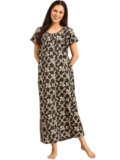 Rupa Jon Aishwarya Women Full Length Printed Nighty in Premium Cotton Blend Fabric, Night Dress, Maxi Nighty for Comfortable Everyday Wear, Free Size