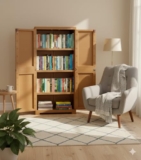 Cello Novelty Big Bookshelf, Sandalwood Brown | 2 Dustproof Doors | Space Saving Cupboard | Plastic Book Shelf | Multipurpose Book Shelf for Home, Office | Book Organizer for Library