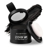 Glamveda Black Hair Cover-Up Powder, 4 g | Instant Grey Root Touch-Up & Hairline Filler for Thinning Hair, Bald Spots & Beard | Sweat-Resistant Natural Matte Finish | Built-In Mirror & Puff | Men & Women