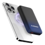 Ambrane Magsafe Wireless 10000Mah Fast Charging USB Type-C Input Power Bank, Strong Magnet, 22.5W Output For iPhone 12 & Above, Android & Other Qi Enabled Devices + Magnetic Ring (Aerosync Snap, Blue)