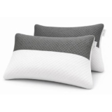 DALUCI Hollow Fiber Pillows Set of 2 Sleeping Pillow Adjustable Height | Soft Fluffy Bed Pillows for Sleeping | White & Grey | 27 x 16 Inches