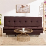 Da URBAN® 3 Seater Sofa for Living Room, Couch Sofa for Living Room (Velvet & Leatherette Brown)