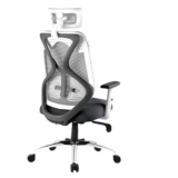 FABASIAN Ergonomic Mesh Office Chair with Adjustable Headrest, Breathable Back, Height Adjustable Seat, Armrests & 360° Swivel for Home & Office(Grey & White)