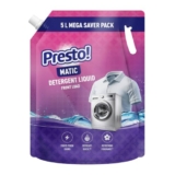 Amazon Brand – Presto! Matic Front Load Liquid Detergent Refill Pack 5L | Floral Scent | Quick Action Stain Removal for Front Load Washing Machines