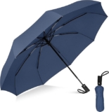 Kerok Portable Auto Travel Umbrella – Windproof for Rain, Strong for Wind, Auto Open/Close Button, Perfect Car Umbrella for Men & Women (BLUE)