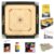 KOXTONS – Carrom Board 36 INCH Full Size with 3″ Border & 8 mm Ply (Premium) with STRICKER & Accessories and Vista 11 INCH Chess Conquer Gift Set
