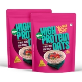 Yogabar 26g High Protein Oats 1kg x 2, Fruits Nuts & Seeds – Breakfast Cereal with Wholegrains, 26% Protein & No added sugar – Oats High Protein for Gym – Premium Protein Blend with Whey Protein Powder – with Goodness of Chia, Sunflower & Pumpkin Seeds & Probiotics for Absorption