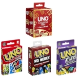 ​Mattel Games UNO Greatest Hits Gift Pack with 3 Card Games, UNO, UNO Flip & UNO Show ‘em No Mercy for Kids, Teens, Grown-Ups & Family Nights & Parties