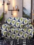 Cortina Single Seater Sofa Cover | Floral Print | 100% Polyester Spandex Fabric | Couch Covers, Machine Washable | Suitable for Home, Office, Birthday, Anniversary, & More | High Stretch | Blue&Green