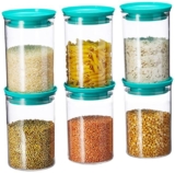 Homeor Plastic Storage Jar and Container Set I Air Tight & BPA Free Stackable Containers for Kitchen Storage Set I Grocery Kitchen Container Set I Multipurpose Kitchen Jar, 900 Ml Each, Set 6, Blue